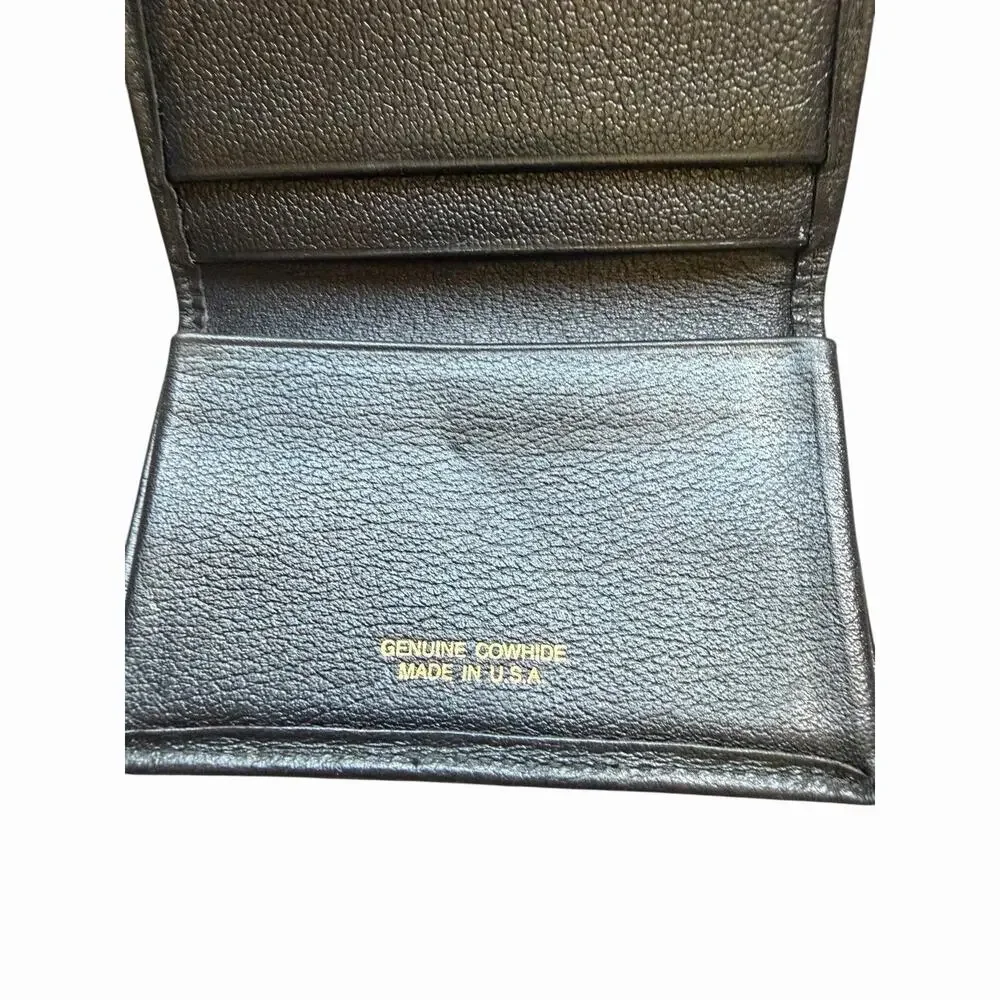 Vintage Genuine Cowhide Black Leather Business Card Holder Made in USA